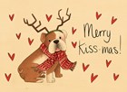 Kerstkaart hout Merry Kiss mas